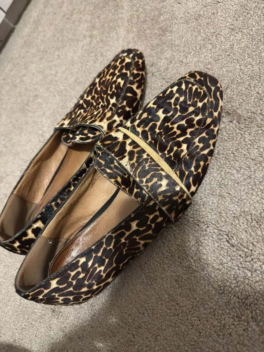 Halogen Leopard Print Calf Hair Loafers